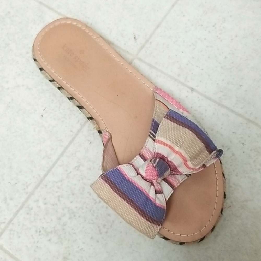 KATE SPADE multi color striped bow sandals idalah